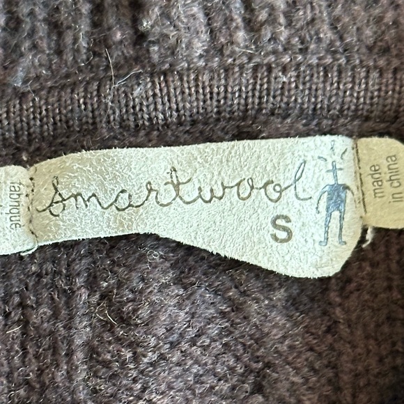 Smartwool | Dark Brown Merino Wool Cable Knit Zip Up Hooded Cardigan, Size S - Picture 3 of 9